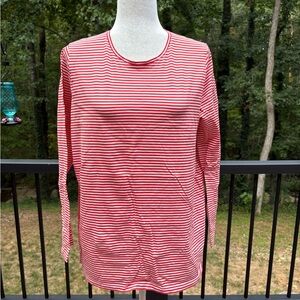 ANN MASHBURN Red and White Striped Long Sleeve Tee